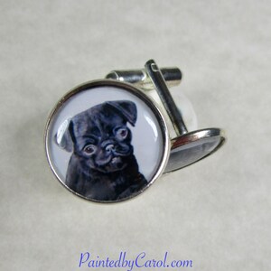 Black Pug Cufflinks, Dog Dad Mens Jewelry / Pet Lover Gifts for Him image 4