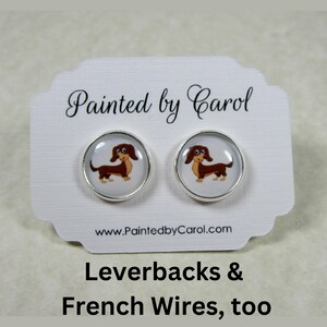 Long Haired Dachshund Earrings, Long-Haired Dachshund Jewelry, Dachshund Studs, Dachshund Gifts, Wiener Dog Gift, Wiener Dog Earrings