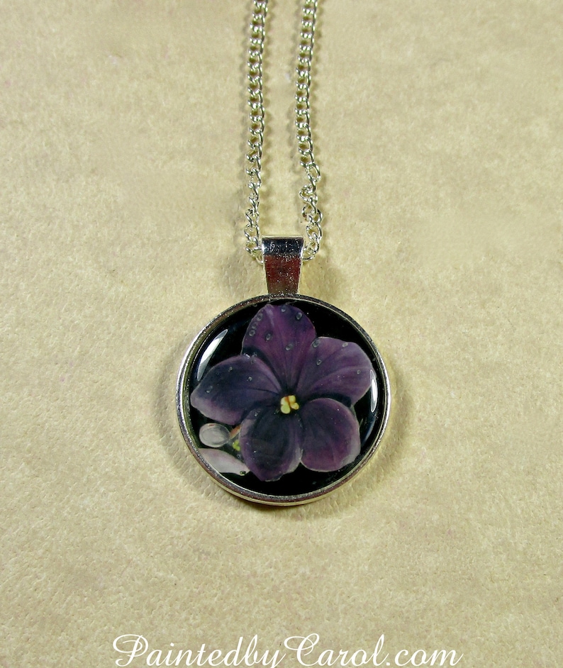 Violet Pendant, Violet Necklace, Violet Jewelry, Purple Violets Gift, Violet Wedding Jewelry, Violet Bridal Jewelry, Mothers Day Gifts image 6