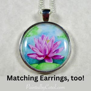 Waterlily Pendant, Water Lily Necklace, Water Lily Jewelry, Water Lily Gifts, Pink Flower Pendant, Pink Flower Jewelry, Pink Flower Gifts