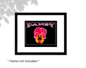 Pansy Label Print, Pansy Wall Art, Pansy Home Decor, Pansy Painting, Pansy Watercolor, Pansy Art, Pink Flower Print, Pink Flower Decor