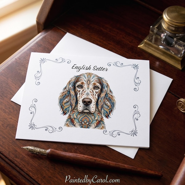 Set of English Setter Note Cards, Dog Mom or Dad Gifts, Pet Stationery
