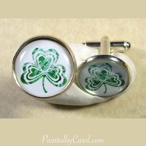 Shamrock Cufflinks, Irish Cufflinks, St Patrick&#39;s Day Cufflinks, Saint Patrick&#39;s Day Cufflinks, St Patty&#39;s Day Cufflinks, Clover Cufflinks