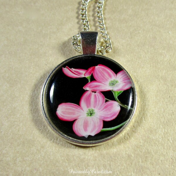 Dogwood Pendant, Pink Dogwood Necklace, Dogwood Jewelry, Pendant with Dogwood, Necklace with Pink Dogwood, Easter Pendant