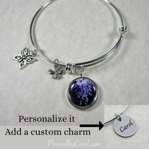 Wisteria Bangle, Wisteria Bracelet, Wisteria Jewelry, Purple Flower Bracelet, Wisteria Gifts, Wisteria Bridal, Wisteria Wedding