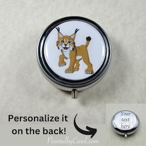Bobcat Pillbox, Bobcat School Mascot Gifts, Lynx Pillbox, Lynx School Mascot Gifts, Bobcat Pill Case, Lynx Pill Case, Bobcat Gifts
