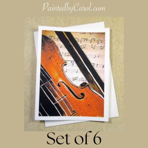 Violin Note Cards, Violin Blank Cards, Violin Stationery, Violin Gifts, Music Note Cards, Music Stationery, Music Lover Gifts