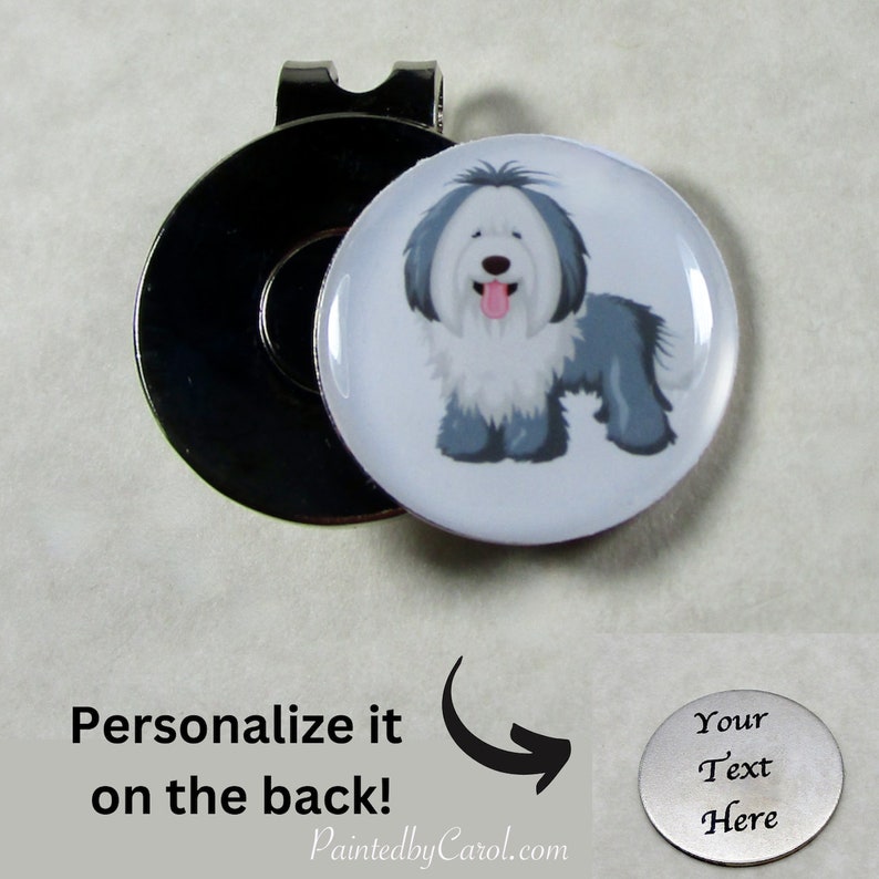 Old English Sheepdog Golf Ball Marker, Dulux Dog Gifts, OES Dad Gifts, Sheepdog Golf Gifts, Sheepdog Father's Day Gifts image 1