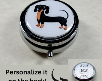 Black and Tan Dachshund Pillbox, Smooth Dachshund Gifts, Wiener DogTrinket Box, Dachshund Pill Box, Long-Haired Dachshund Mom Gifts