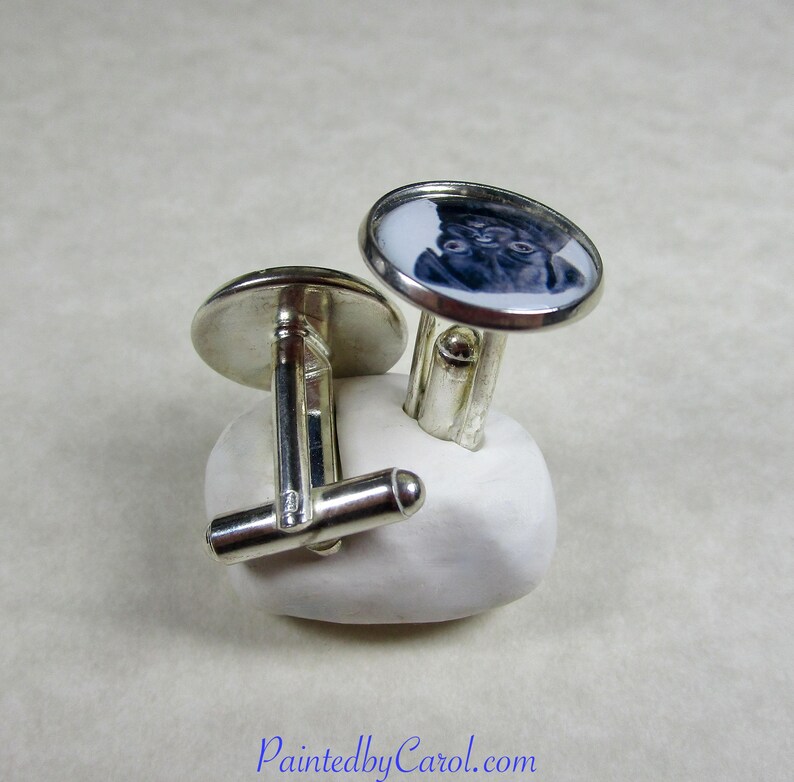 Black Pug Cufflinks, Dog Dad Mens Jewelry / Pet Lover Gifts for Him image 6
