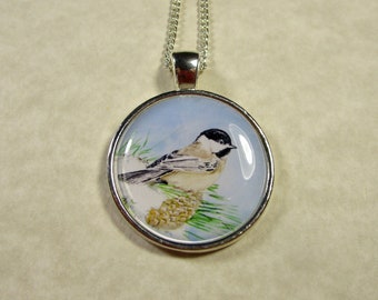 Chickadee Pendant, Chickadee Necklace, Chickadee Jewelry, Chickadee Gifts, Christmas Pendant, Christmas Jewelry, Christmas Necklace