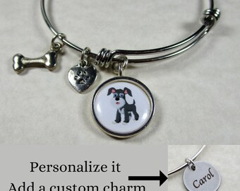 Schnauzer Bangle, Schnauzer Bracelet, Schnauzer Jewelry, Gray Miniature Schnauzer Gifts, Gifts for Schnauzer Mom, Schnauzer Mom Gifts