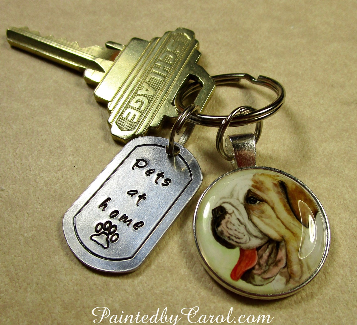 English Bulldog Keychain Bulldog Key Chain Bulldog Keyring Etsy