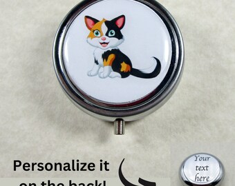 Calico Cat Pillbox, Cat Lover Gifts, Cat Mom Gifts, Cat Pill Case, Calico Cat Mint Box, Calico Gifts, Calico Pillbox