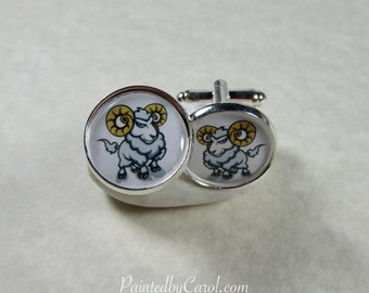 Rams Cufflinks, Rams Fan Gifts, Rams Mens Jewelry, Rams Mens Gifts, Rams Bridal, Rams Wedding Jewelry, Rams Mascot Gifts