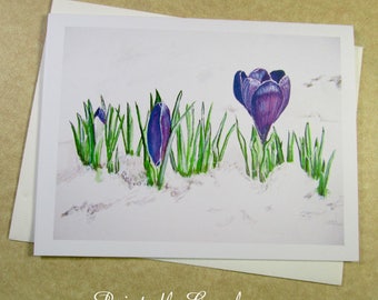 Crocus Note Cards, Purple Flower Note Cards, Blank Note Cards, Crocus Stationery, Note Cards with Flowers, Crocus Gifts, Note Card Gifts