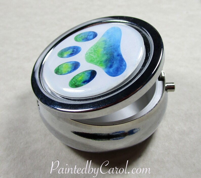 Paw Print Pillbox, Paw Print Gifts, Pet Pill Case, Dog Lover Gifts, Cat Lover Gifts, Paw Print Pill Container, Pet Lover Gifts image 3