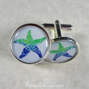 Starfish Cufflinks, Starfish Mens Jewelry, Starfish Mens Gift, Starfish Bridal Jewelry, Starfish Wedding Jewelry,  Beach Wedding Cufflinks