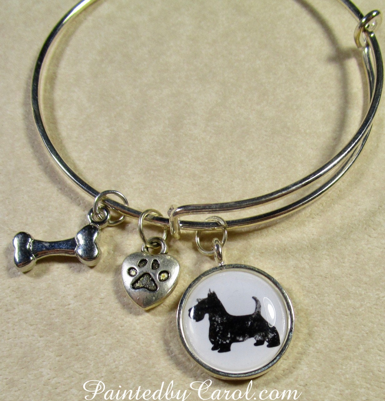 Customizable Bracelet and necklace with a photo of a dog Scottish terrier A set of jewelry in a gift box Handmade