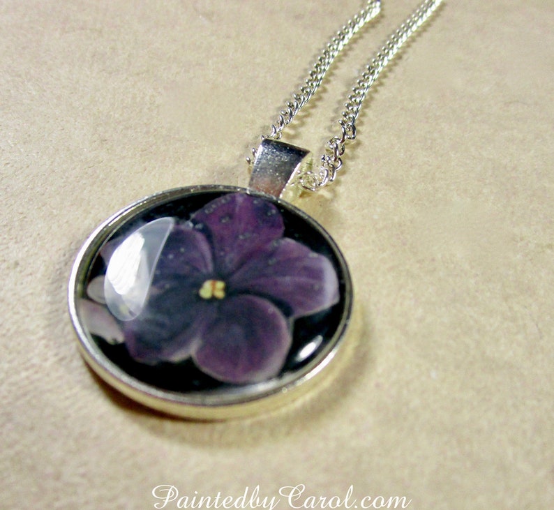 Violet Pendant, Violet Necklace, Violet Jewelry, Purple Violets Gift, Violet Wedding Jewelry, Violet Bridal Jewelry, Mothers Day Gifts image 8