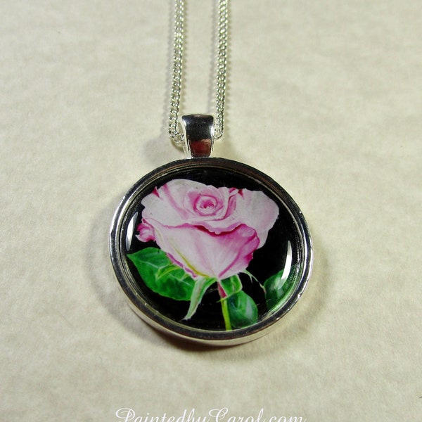 Rose Pendant, Pink Rose Necklace, Rose Jewelry, Rose Gifts, Valentine Pendant, Bridesmaids Necklace, Wedding Jewelry, Bridal Jewelry