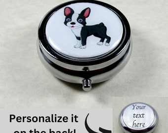 Boston Terrier Pillbox, Boston Terrier Cartoon Pill Box, Boston Terrier Gifts, Boston Terrier Pill Container, Boston Terrier Mom Gifts