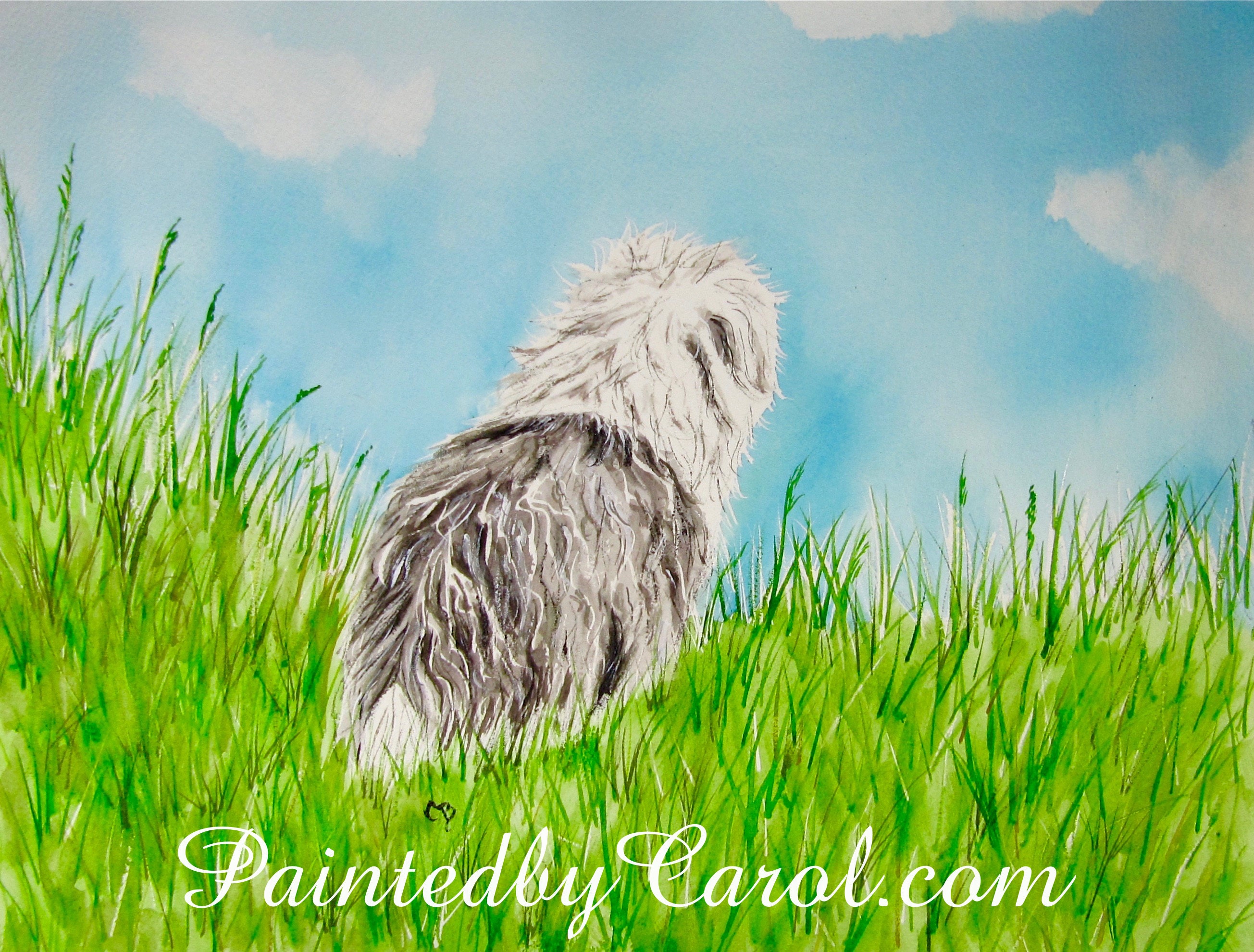 Old English Sheepdog Print OES Painting Sheepdog Art Etsy México