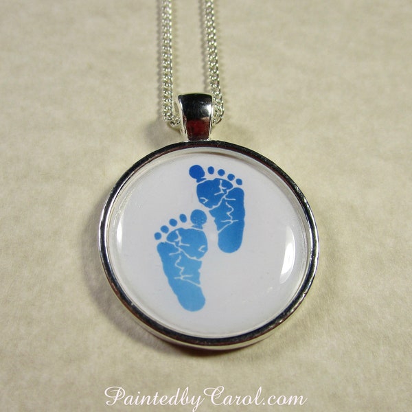 Blue Feet Pendant, Blue Feet Necklace, Blue Feet Jewelry, Baby Boy Pendant, Gender Reveal Gifts, Its A Boy Necklace, Baby Boy Jewelry