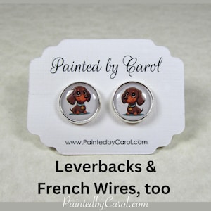 Chocolate Dachshund Earrings, Chocolate Dachshund Jewelry, Dachshund Studs, Dachshund Gifts, Wiener Dog Gift, Wiener Dog Earrings
