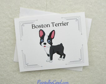 Boston Terrier Note Cards, Boston terrier Stationery, Boston Terrier Cards, Boston Terrier Gifts, Boston Terrier Mom Gifts