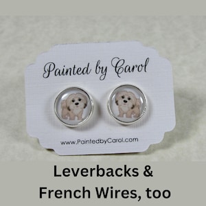 Havanese Earrings, Havanese Jewelry, Havanese Studs, Havanese Leverbacks, Havanese Gifts, Havanese Mom Gifts, Earrings with Havanese