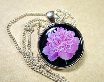 Peony Pendant, Pink Peony Jewelry, Peony Necklace, Pink Peony Gifts, Peony Wedding Pendant, Peony Bridal Pendant, Peony Bridesmaids Gifts