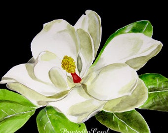 Magnolia Original Watercolor Painting, Magnolia Art, Magnolia Watercolor, Watercolor Magnolia, Magnolia Wall Art, Magnolia Original Art