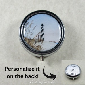 Lighthouse Pillbox, Lighthouse Gifts, Lighthouse Mint Box, Lighthouse Pill Case, Beach Lovers Gift, Beach Pillbox, Beach Mint Box