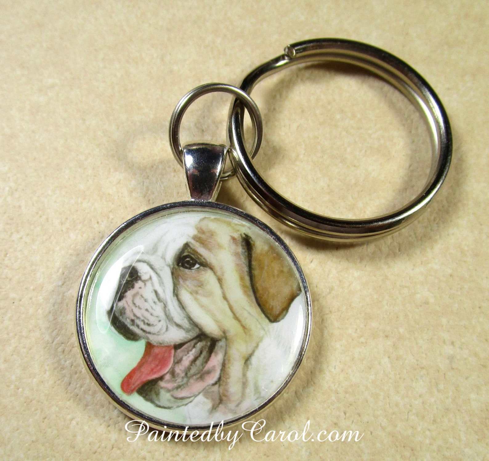 English Bulldog Keychain Bulldog Key Chain Bulldog Keyring Etsy