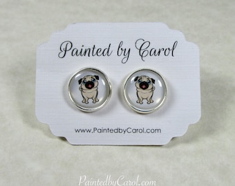 Pug Earrings, Pug Jewelry, Pug Gifts, Pug Studs, Pug Post Earrings, Pug Leverbacks, Pug French Wires, Pug Mom Gifts, Gift for Pug Mom