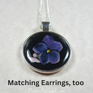 Violet Pendant, Violet Necklace, Violet Jewelry, Purple Violets Gift, Violet Wedding Jewelry, Violet Bridal Jewelry, Mothers Day Gifts