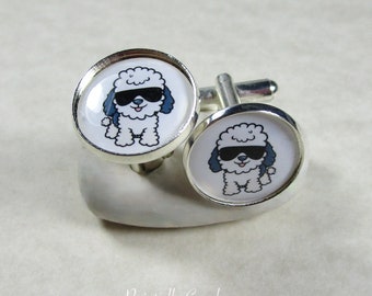 Sheepadoodle Cufflinks, Sheepadoodle Mens Gifts, Sheepadoodle Dad Gifts, Sheepadoodle Bridal Jewelry, Sheepadoodle Wedding Jewelry