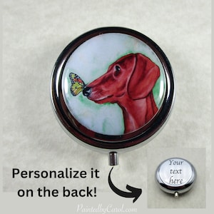 Dachshund Pillbox, Dachshund Gifts, Wiener DogTrinket Box, Dachshund Pill Box, Red Smooth Dachshund Mom Gifts