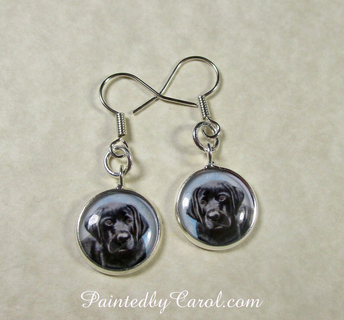 Black Lab Earrings Black Lab Jewelry Black Lab Studs Black Etsy