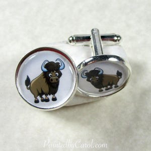 Bison Cufflinks, Buffalo Cufflinks, Bison School Mascot, Buffalo School Gifts, Bison Gifts, Buffalo Mens Gifts, Bison Mens Jewelry