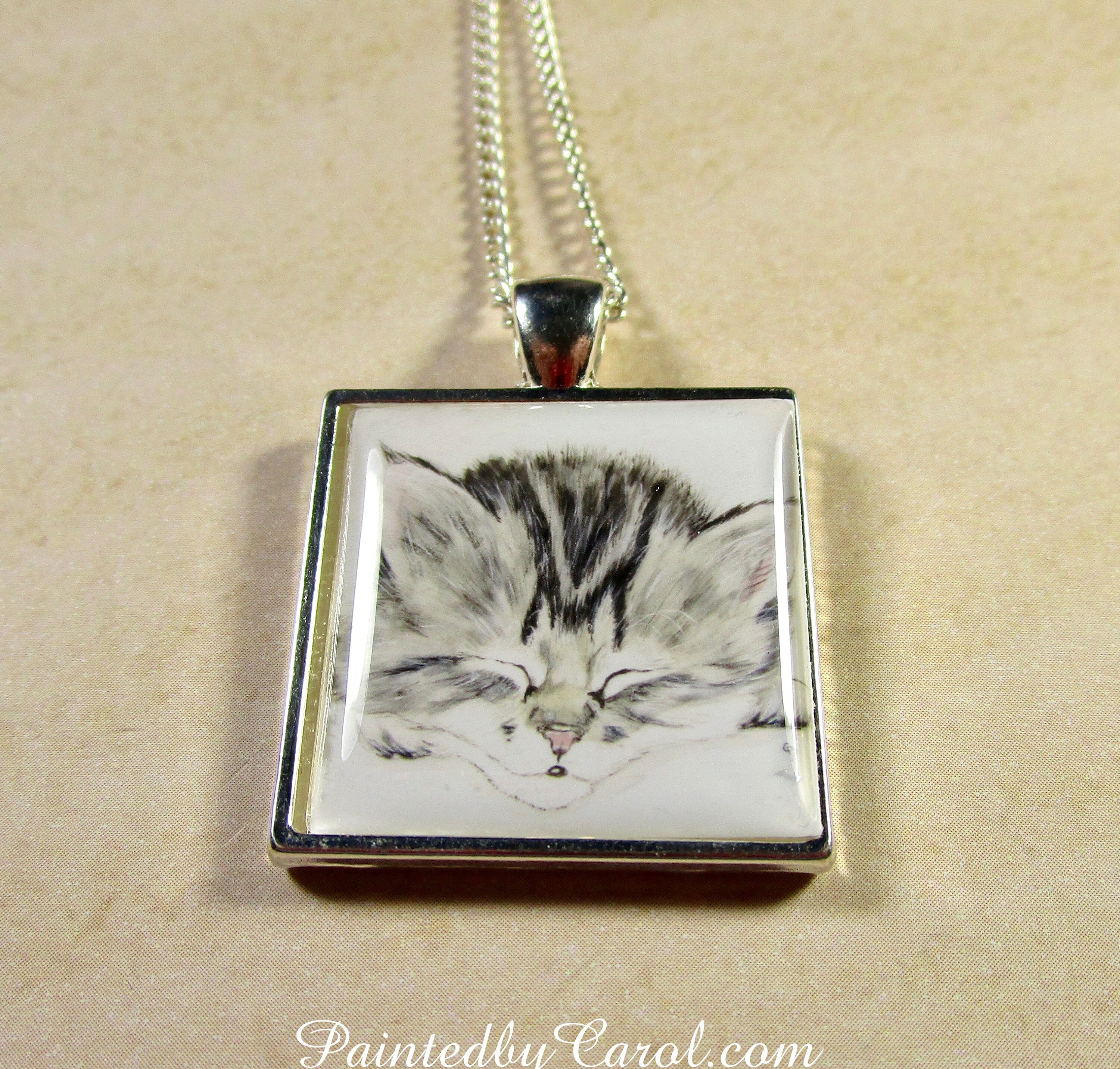 Kitten Pendant Gray Tabby Necklace Kitten Jewelry Kitten Etsy