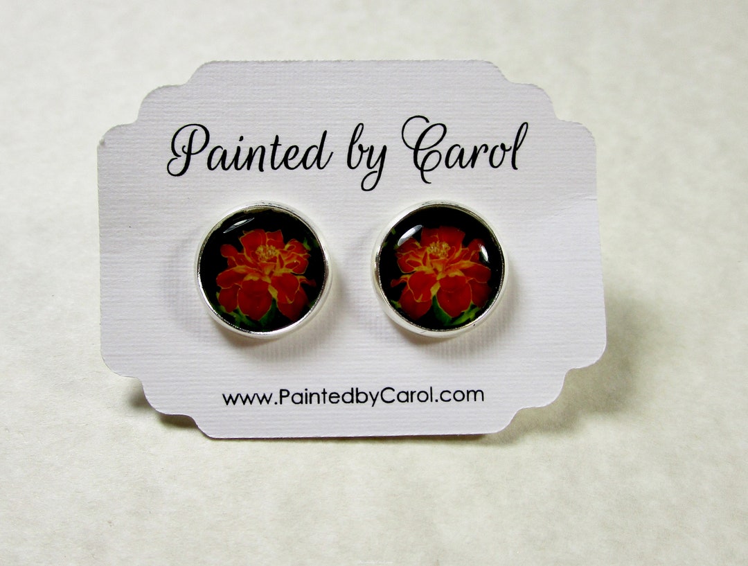 Marigold Earrings, Marigold Jewelry, Marigold Gifts, Marigold Studs