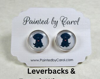 Black Labrador Retriever Earrings, Dog Mom Studs, Leverbacks or Wires / Pet Lover Jewelry Gifts