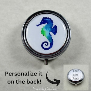 Seahorse Pillbox, Seahorse Pill Container, Seahorse Gifts, Beach Gifts, Seahorse Mint Box, Seahorse Trinket Box, Beach Trinket Box