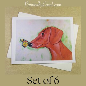Dachshund and Butterfly Note Cards, Wiener Dog Cards, Dachshund Stationery, Dachshund Cards, Blank Note Cards, Dachshund Gifts
