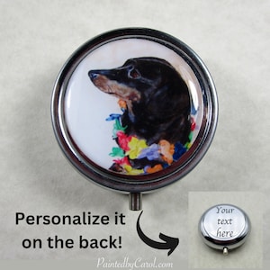 Dachshund Pillbox, Dachshund Gifts, Wiener DogTrinket Box, Dachshund Pill Box, Black and Tan Smooth Dachshund Mom Gifts
