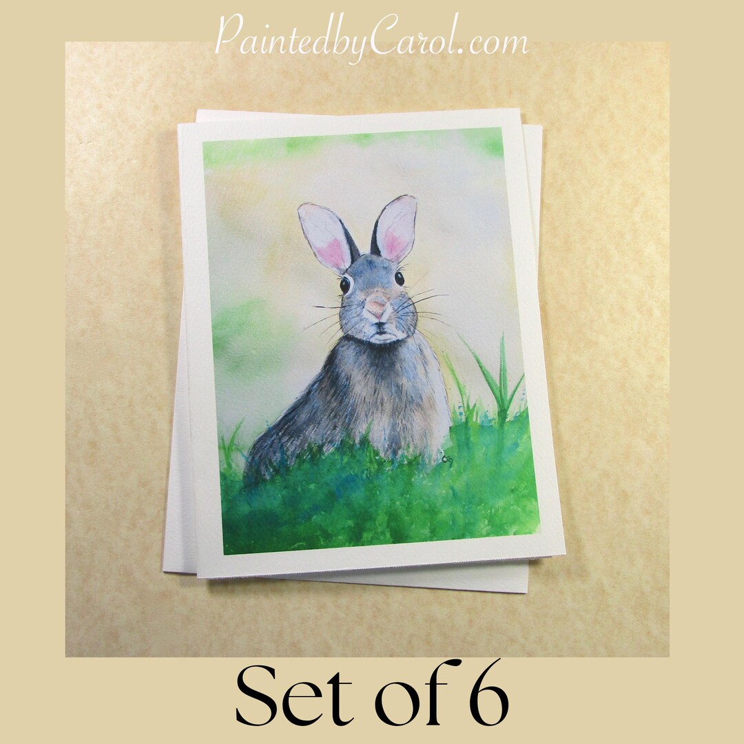 Cottontail Rabbit Card Bunny Note Cards, Rabbit Stationery, Cottontail Blank Cards, Bunny ...