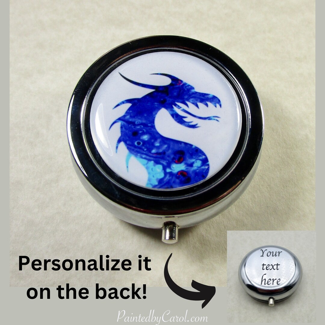 Blue Dragon Pillbox, Dragon Pill Box, Dragon Gifts, Gamer Gifts, Dragon Pill Case, Dragon Pill