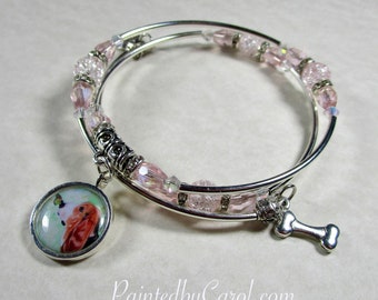 Basset Hound Pink Memory Wire Bracelet, Basset Jewelry, Basset Mom Gifts,  Basset Hound Bracelet, Basset Hound Gifts, Basset Bracelet